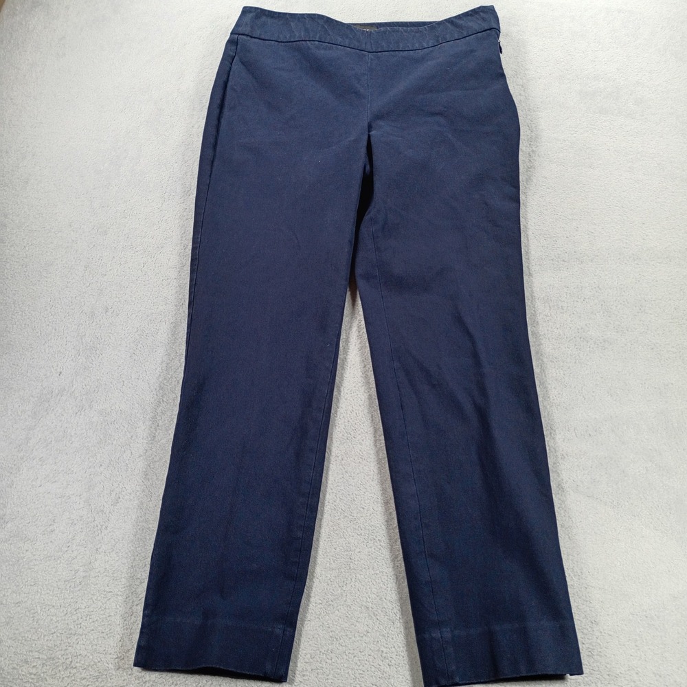 Talbots Womens Chatham Ankle Pants Navy Blue 4 Side Zip Stretch